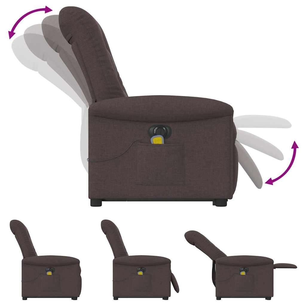 Fauteuil inclinable de massage électrique Marron foncé Tissu