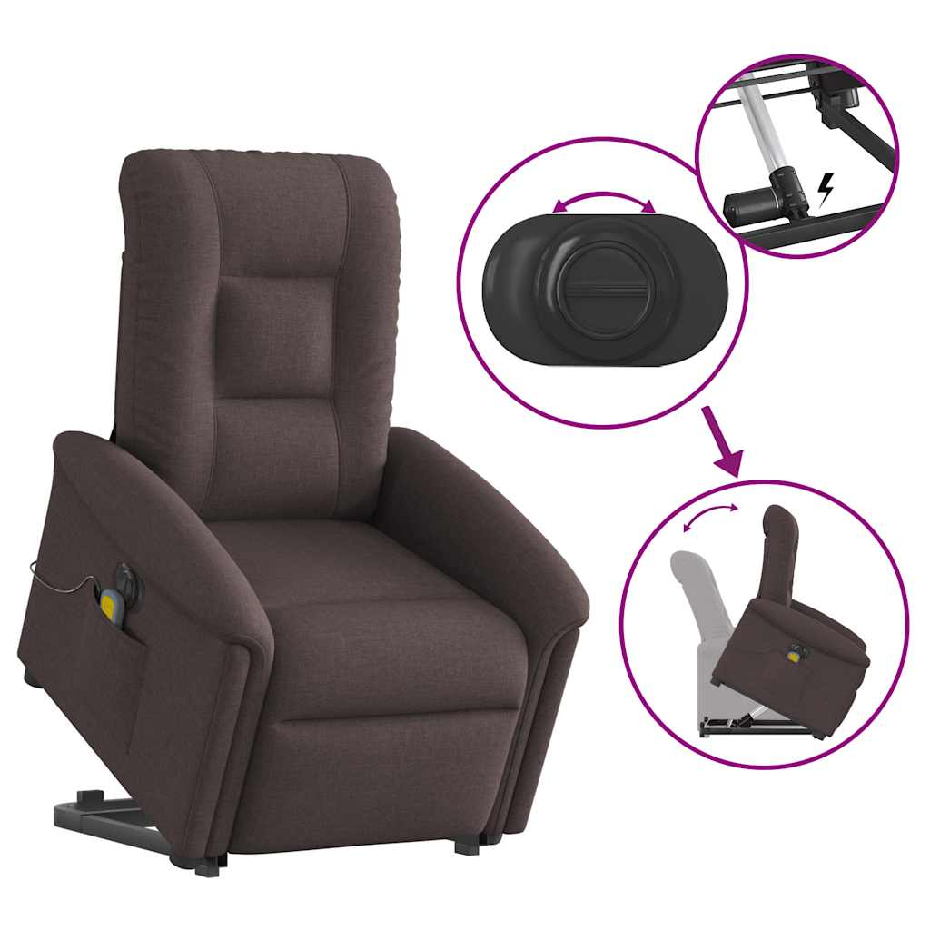 Fauteuil inclinable de massage électrique Marron foncé Tissu