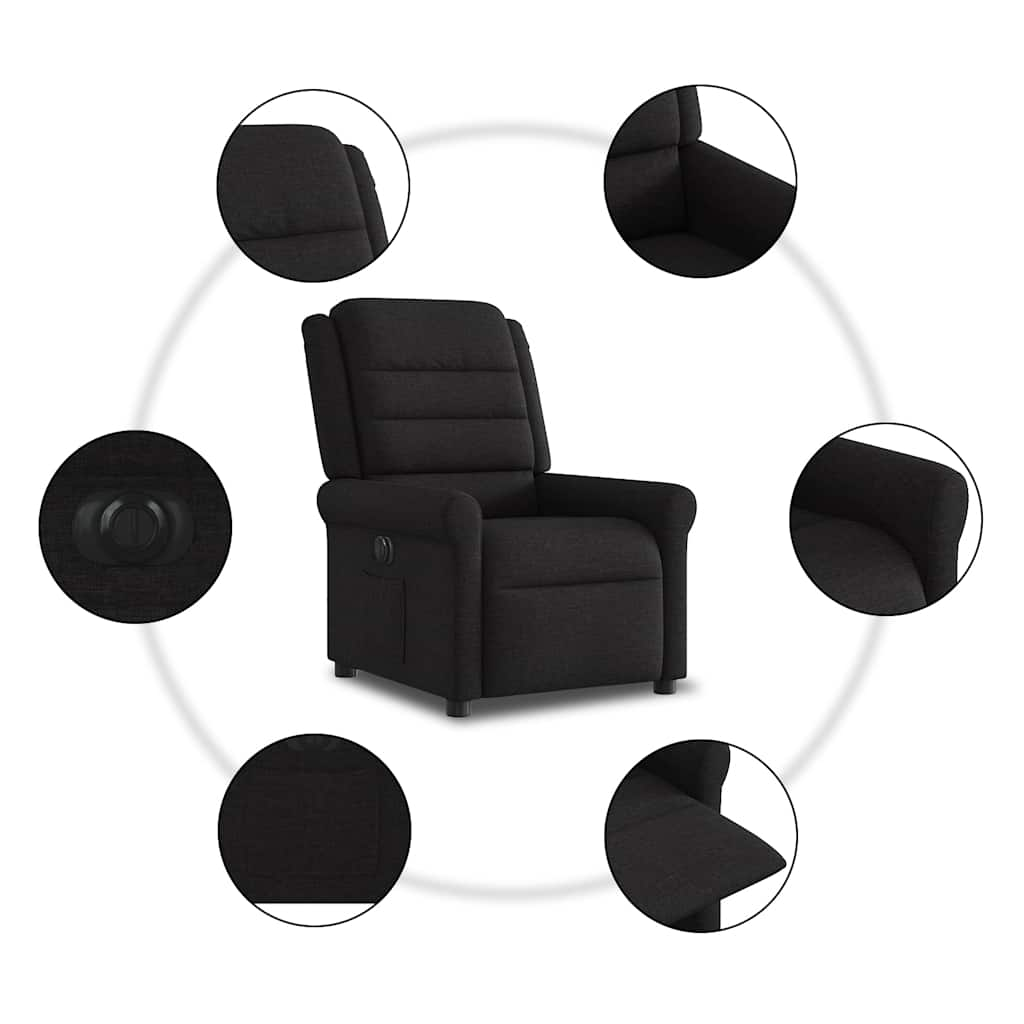 Fauteuil inclinable électrique Noir Tissu