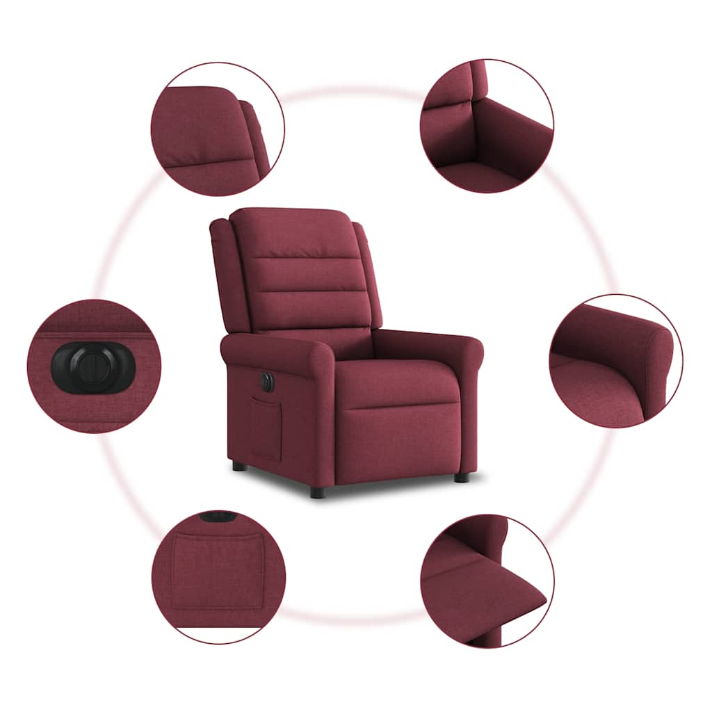 Fauteuil inclinable électrique Rouge bordeaux Tissu