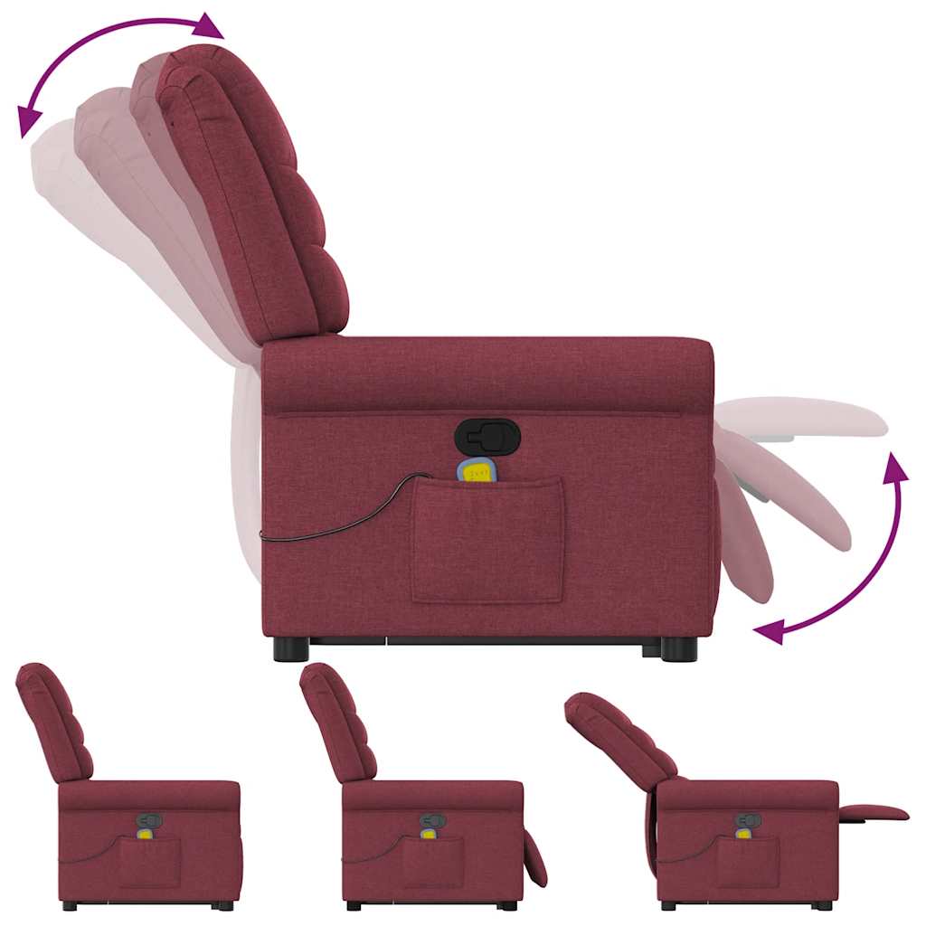 Fauteuil inclinable de massage Rouge bordeaux Tissu