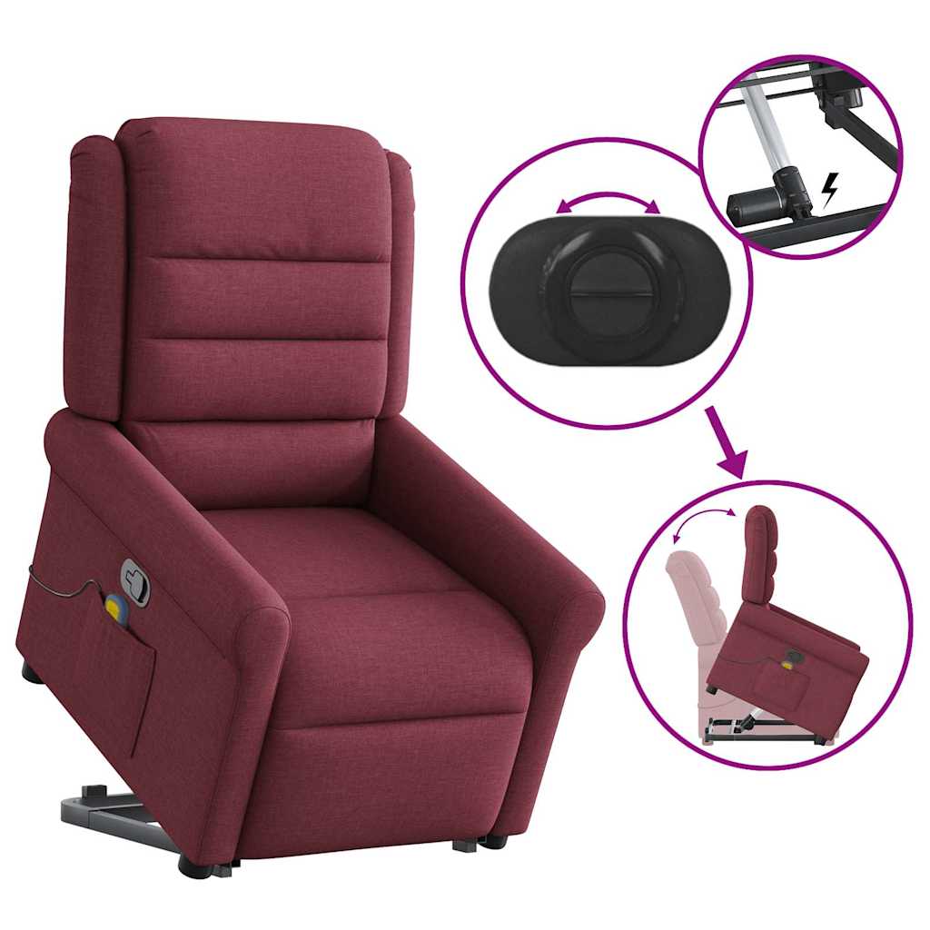 Fauteuil inclinable de massage Rouge bordeaux Tissu