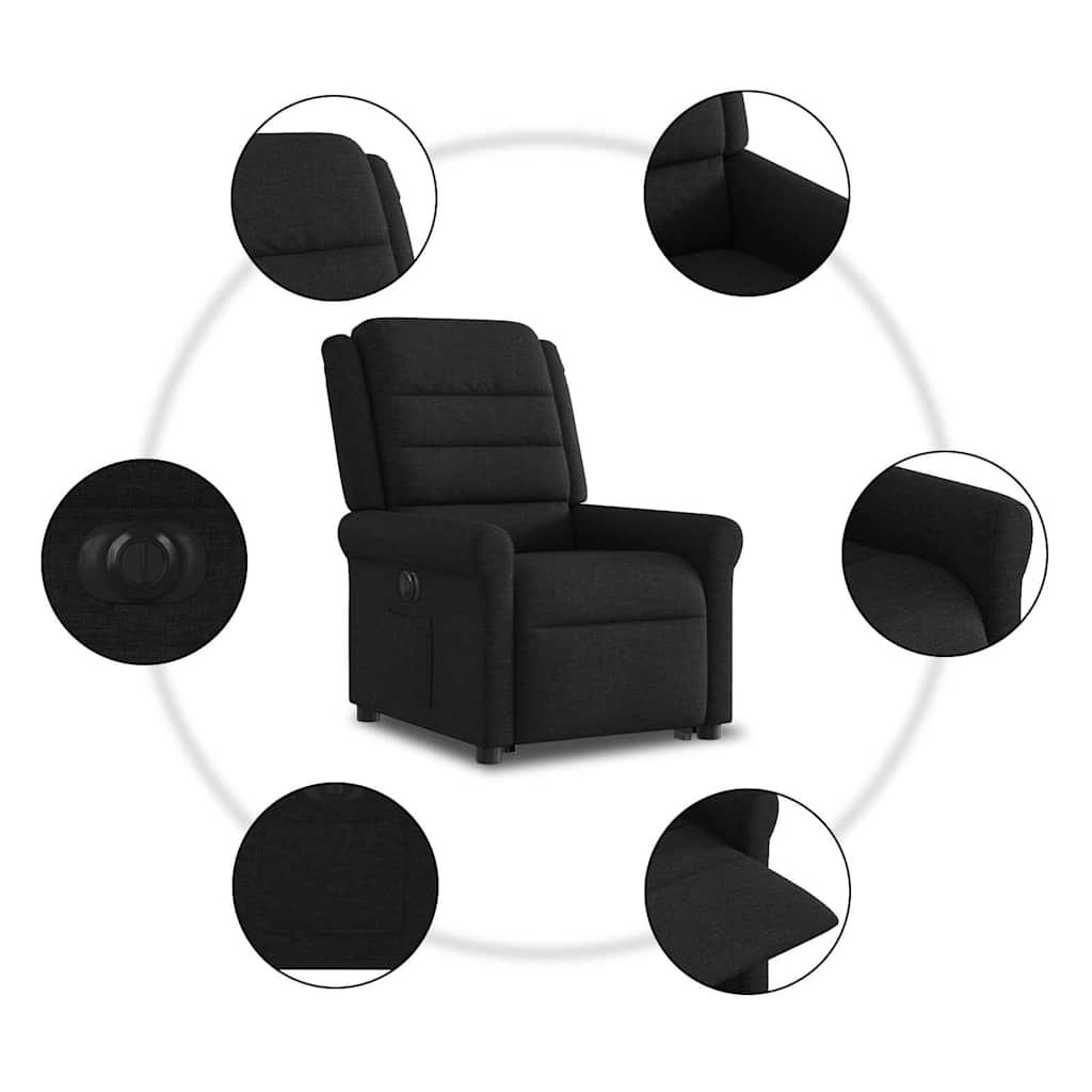 Fauteuil inclinable électrique noir tissu