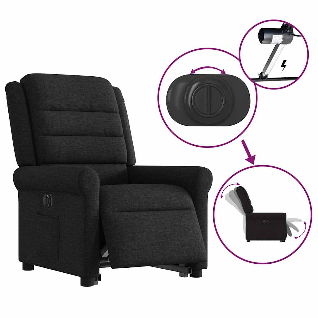 Fauteuil inclinable électrique noir tissu