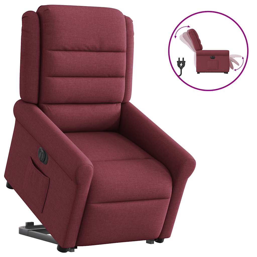 Fauteuil inclinable électrique rouge bordeaux tissu