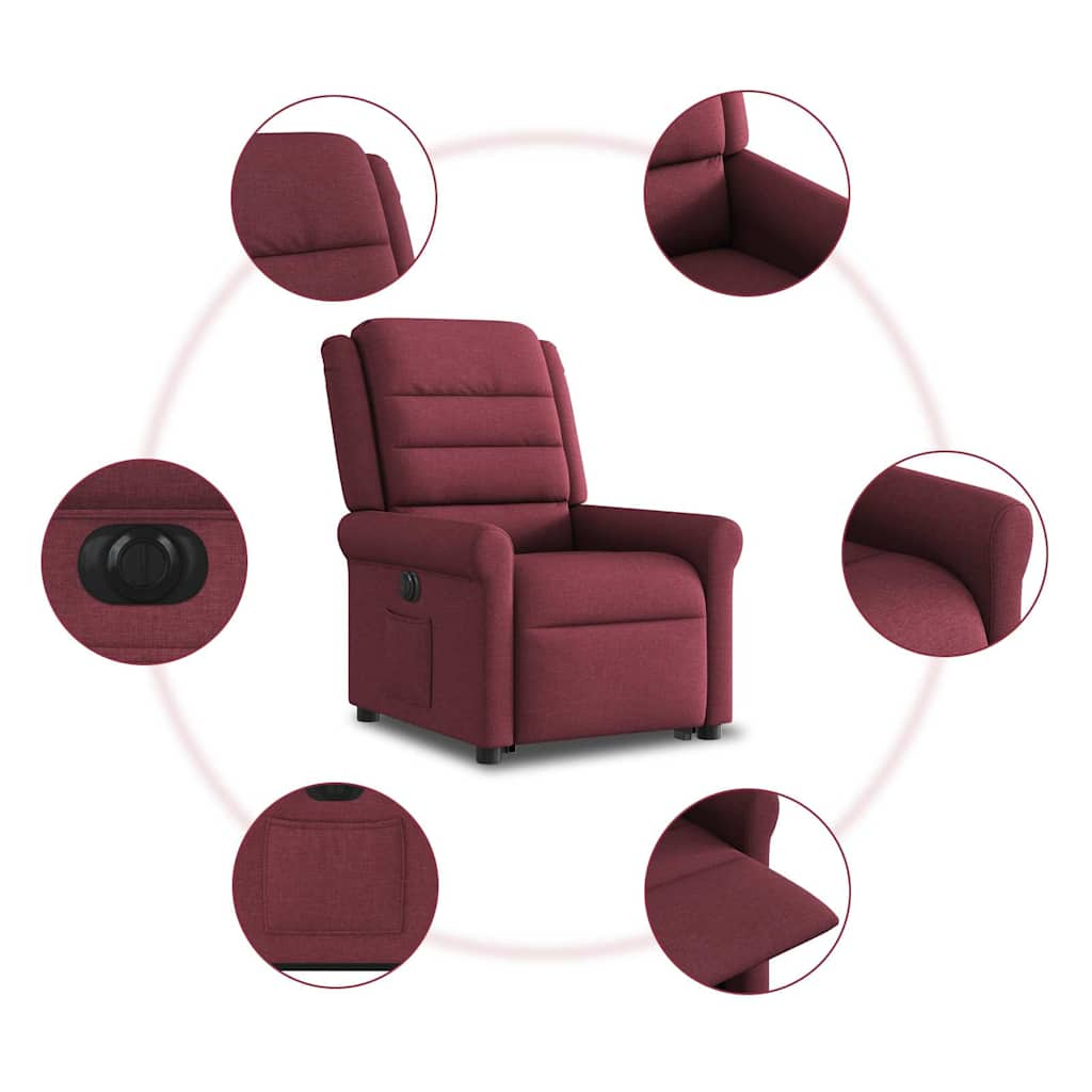 Fauteuil inclinable électrique rouge bordeaux tissu