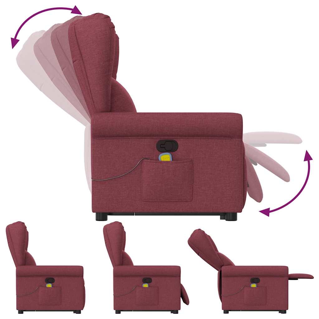 Fauteuil inclinable de massage Rouge bordeaux Tissu