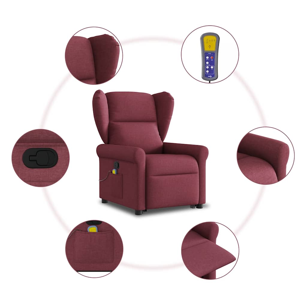 Fauteuil inclinable de massage Rouge bordeaux Tissu