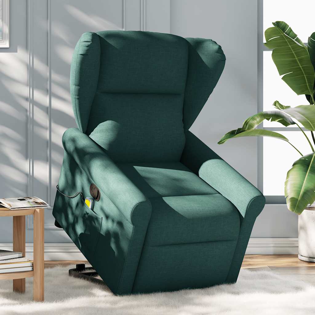 Fauteuil inclinable de massage Vert foncé Tissu