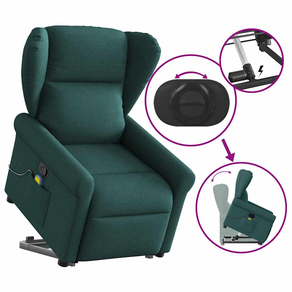 Fauteuil inclinable de massage Vert foncé Tissu