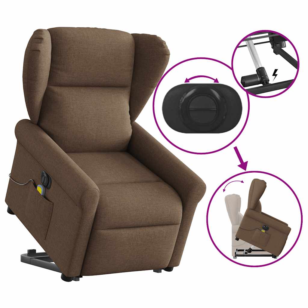 Fauteuil inclinable de massage électrique Marron Tissu