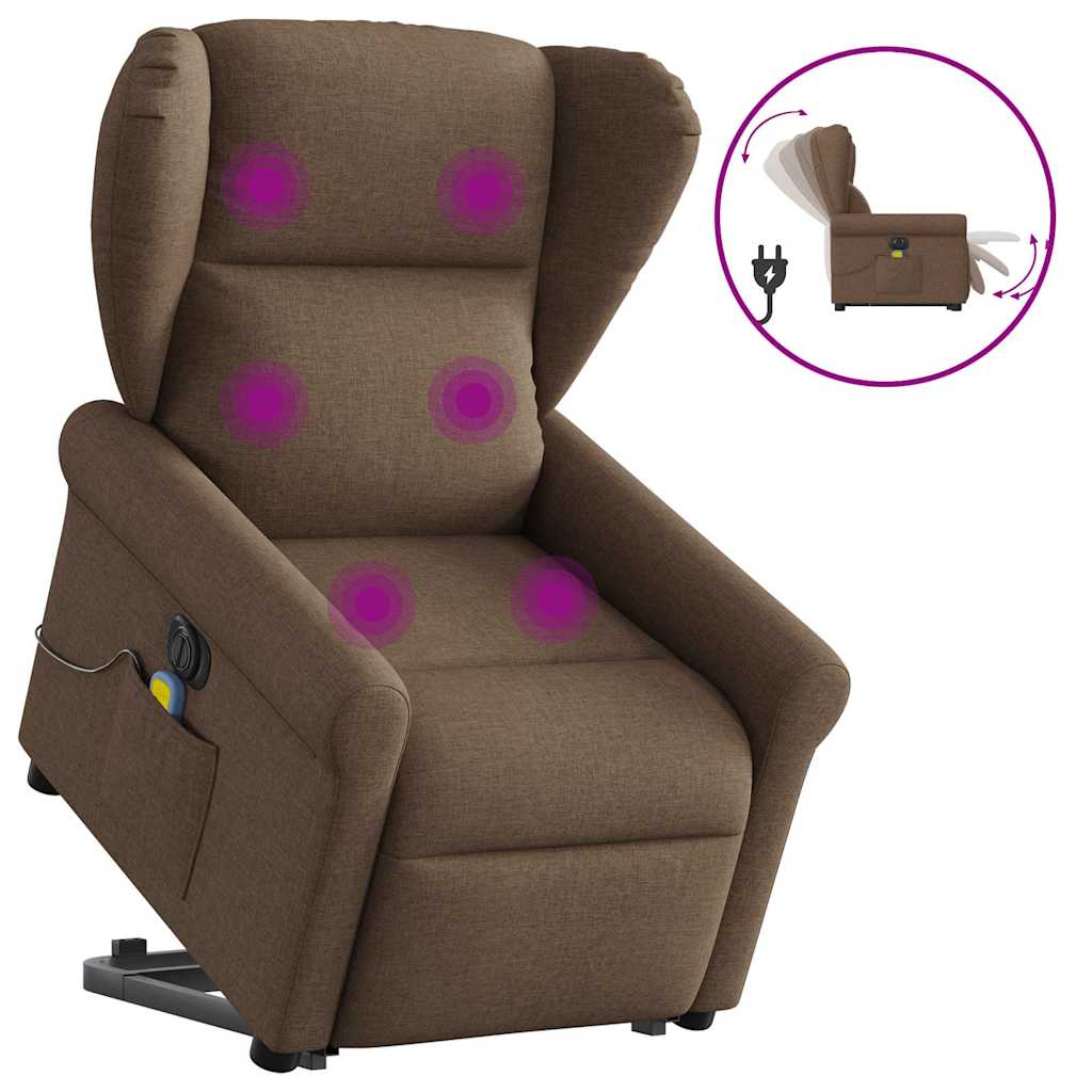 Fauteuil inclinable de massage électrique Marron Tissu