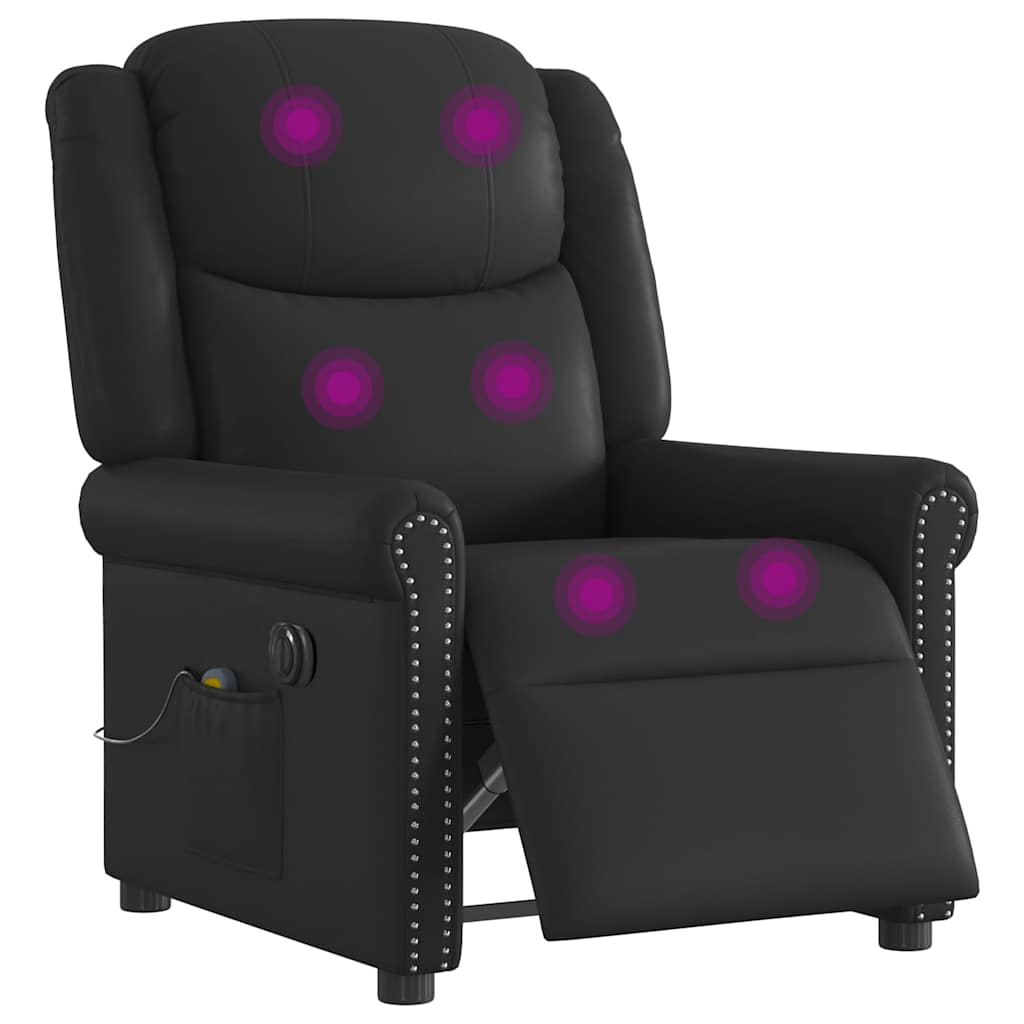 Fauteuil massage inclinable électrique noir brillant similicuir