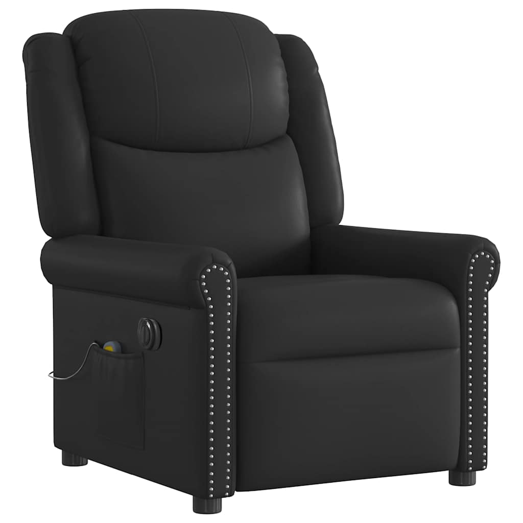 Fauteuil massage inclinable électrique noir brillant similicuir