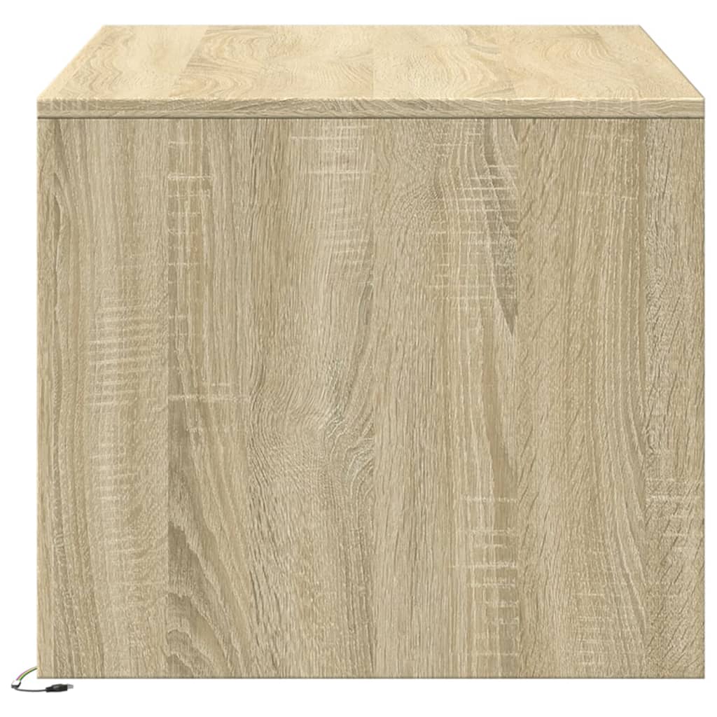 Table basse avec lumières LED chêne sonoma bois d'ingénierie