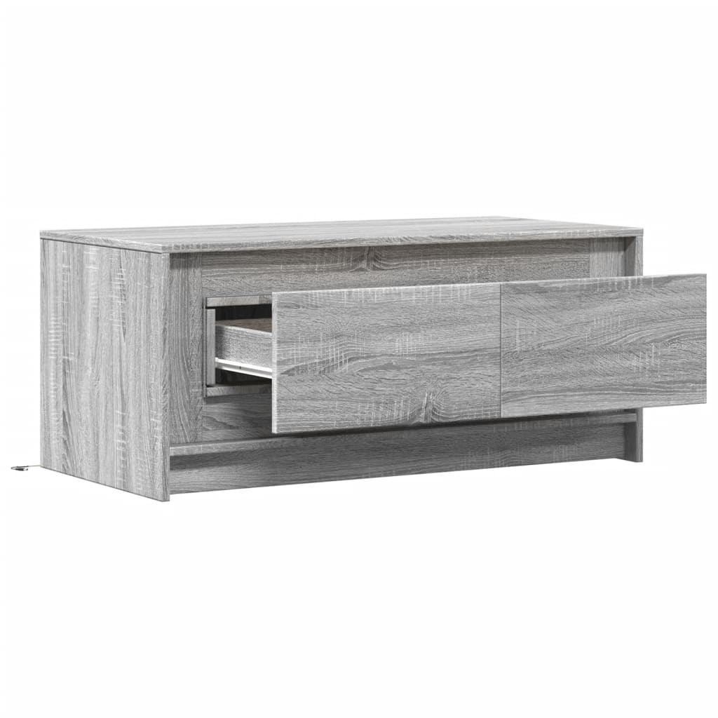 Table basse avec lumières LED sonoma gris bois d'ingénierie