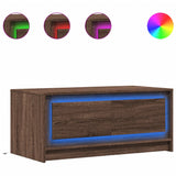 Table basse avec lumières LED chêne marron bois d'ingénierie