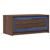 Table basse avec lumières LED chêne marron bois d'ingénierie