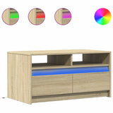 Table basse avec lumières LED chêne sonoma bois d'ingénierie