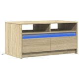 Table basse avec lumières LED chêne sonoma bois d'ingénierie