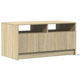 Table basse avec lumières LED chêne sonoma bois d'ingénierie