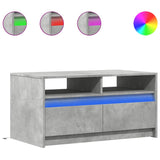 Table basse avec lumières LED gris béton bois d'ingénierie