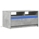 Table basse avec lumières LED gris béton bois d'ingénierie