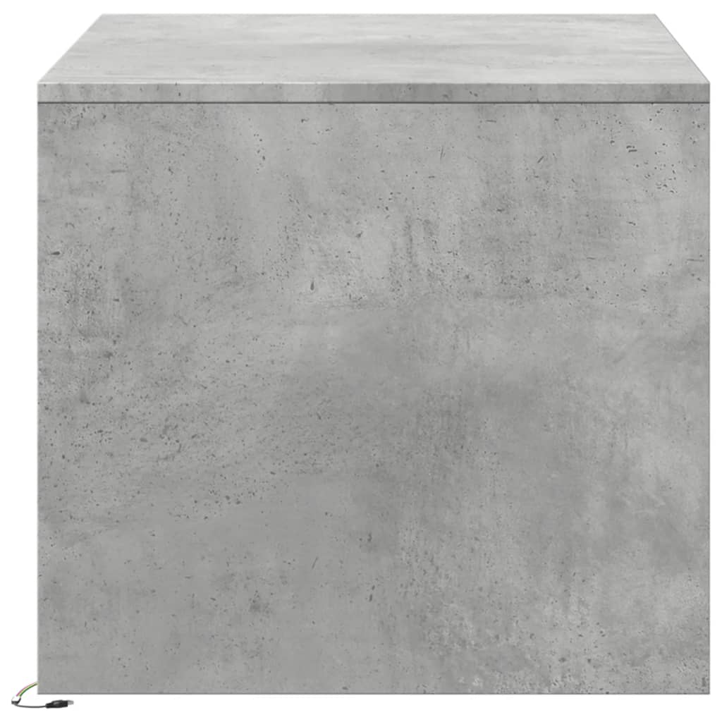 Table basse avec lumières LED gris béton bois d'ingénierie