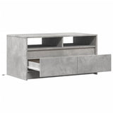 Table basse avec lumières LED gris béton bois d'ingénierie