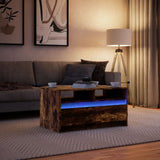 Table basse avec lumières LED chêne fumé ois d'ingénierie