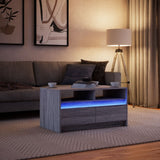 Table basse avec lumières LED sonoma gris bois d'ingénierie