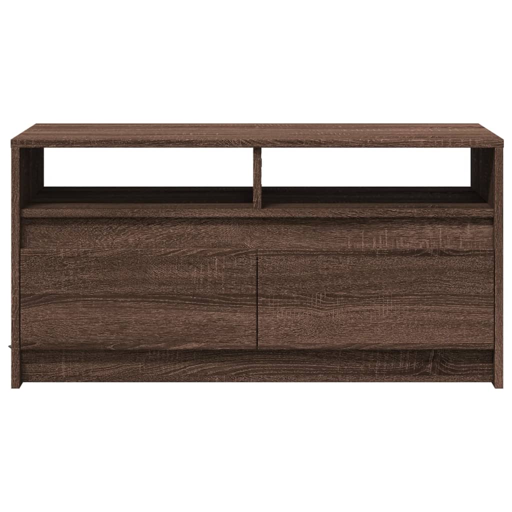 Table basse avec lumières LED chêne marron bois d'ingénierie