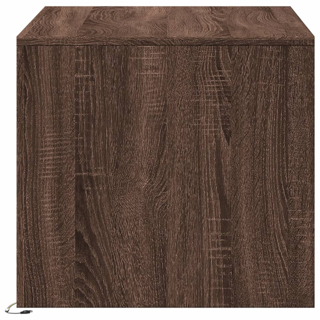 Table basse avec lumières LED chêne marron bois d'ingénierie