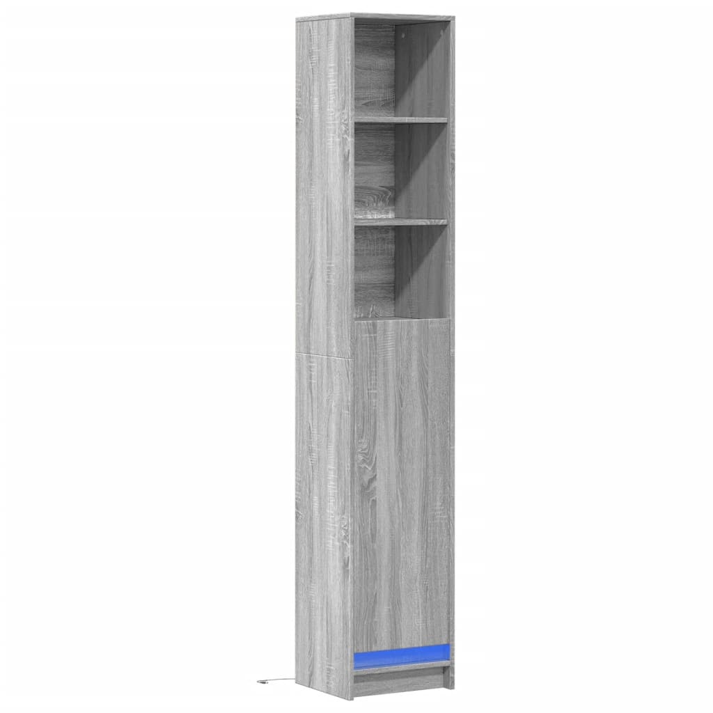 Buffet avec LED sonoma gris 36x32,5x200 cm bois d'ingénierie