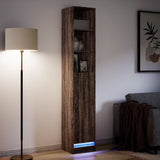 Sideboard mit LED, braune Eiche, 36 x 32,5 x 200 cm, Holzwerkstoff