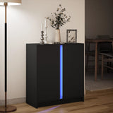 Buffet avec LED noir 77x34x85 cm bois d'ingénierie