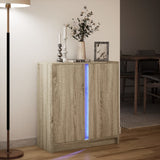 Buffet avec LED chêne sonoma 77x34x85 cm bois d'ingénierie