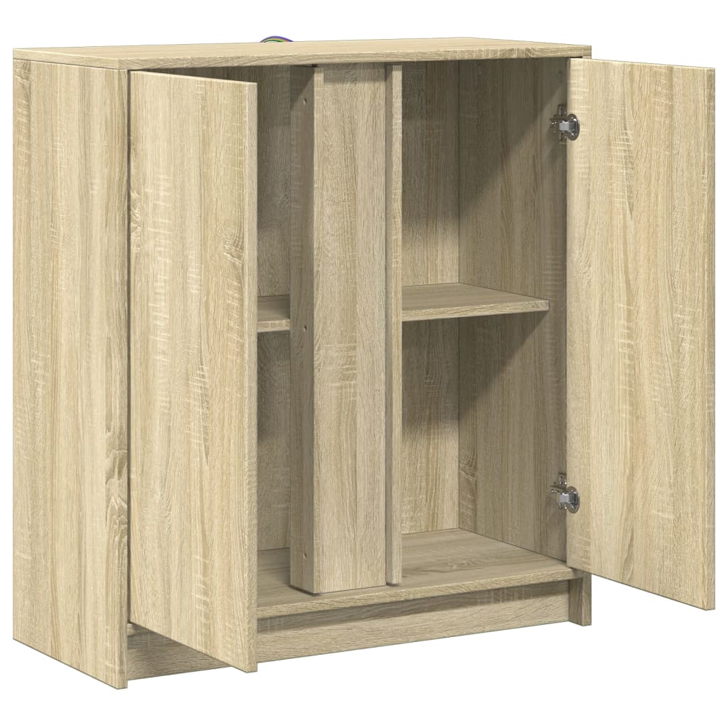 Buffet avec LED chêne sonoma 77x34x85 cm bois d'ingénierie