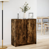 Buffet avec LED chêne fumé 77x34x85 cm bois d'ingénierie