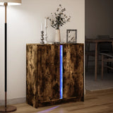 Buffet avec LED chêne fumé 77x34x85 cm bois d'ingénierie