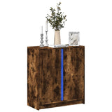 Buffet avec LED chêne fumé 77x34x85 cm bois d'ingénierie