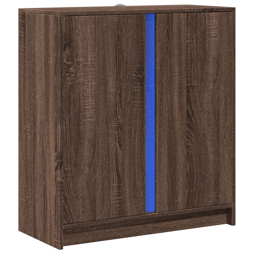 Buffet avec LED chêne marron 77x34x85 cm bois d'ingénierie