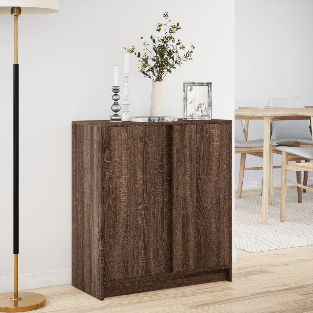 Buffet avec LED chêne marron 77x34x85 cm bois d'ingénierie