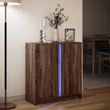 Buffet avec LED chêne marron 77x34x85 cm bois d'ingénierie