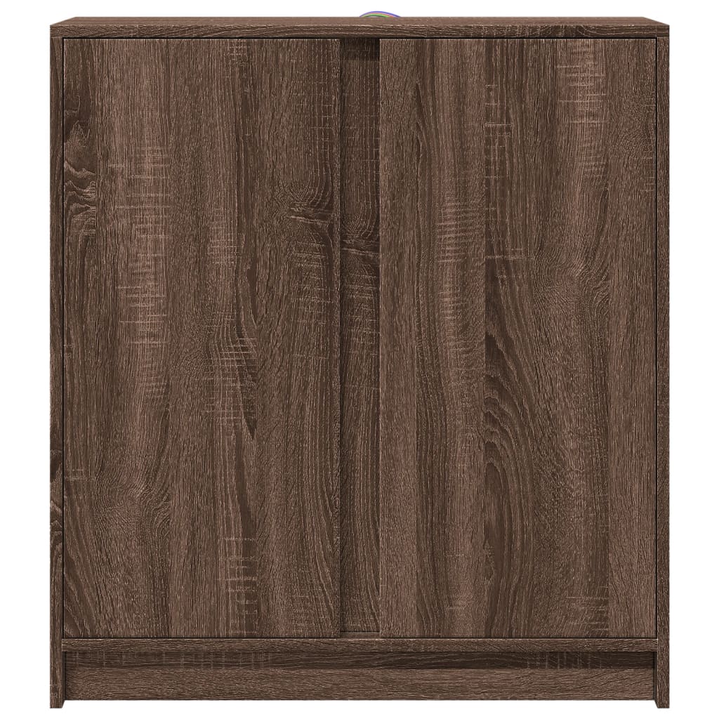 Buffet avec LED chêne marron 77x34x85 cm bois d'ingénierie