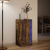 Buffet avec LED chêne fumé 42,5x34x85 cm bois d'ingénierie