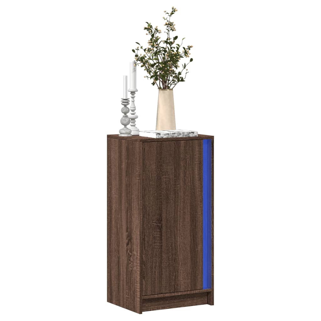 Buffet avec LED chêne marron 42,5x34x85 cm bois d'ingénierie