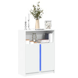 Sideboard with white LED 77x34x100 cm engineered wood