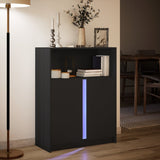 Buffet avec LED noir 77x34x100 cm bois d'ingénierie