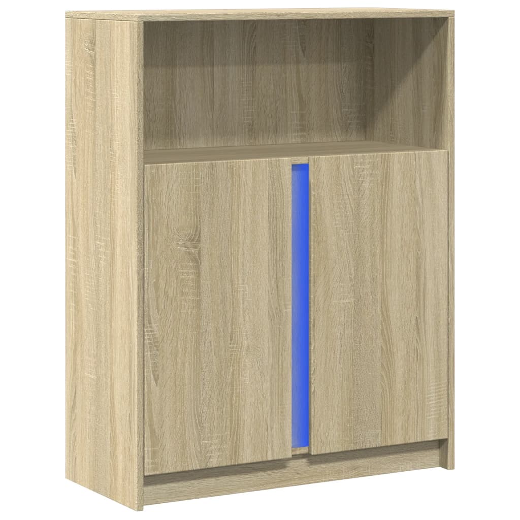 Buffet avec LED chêne sonoma 77x34x100 cm bois d'ingénierie